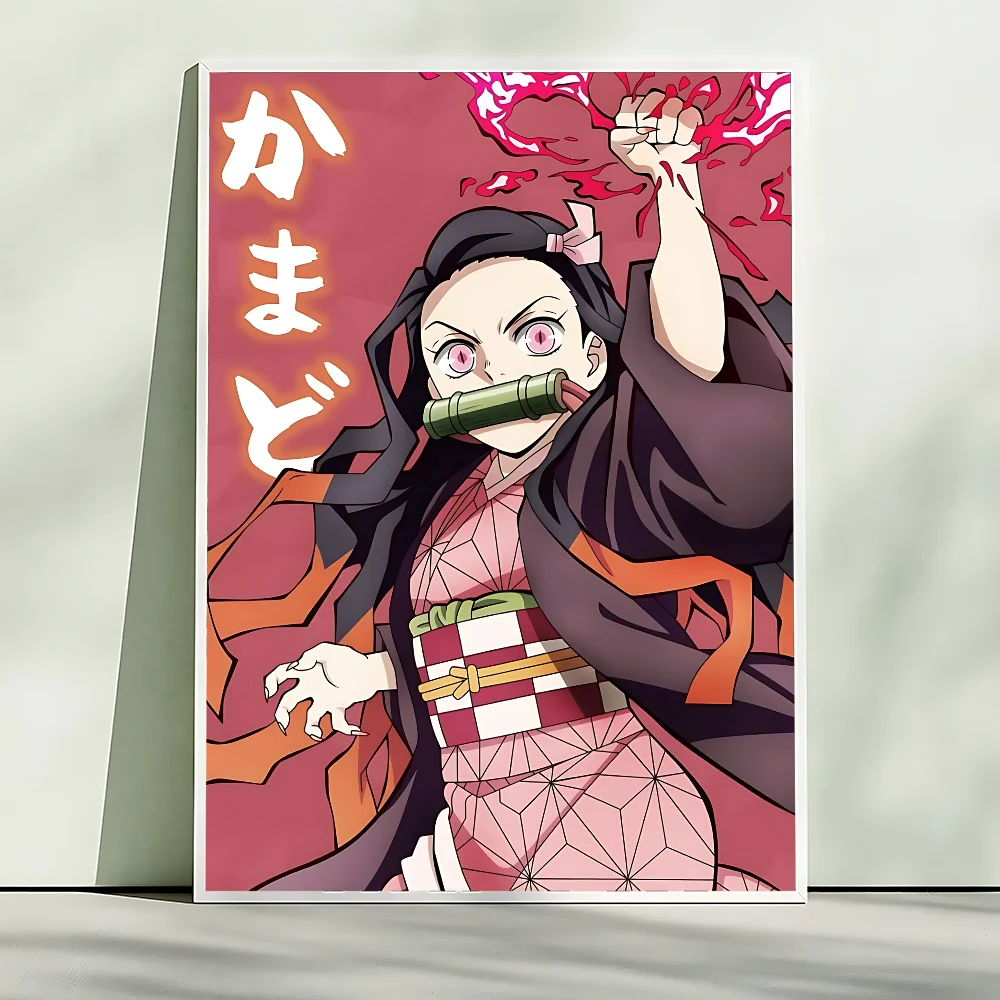 Demon Slayer Nezuko Kamado Cartoon Poster HD Art Sticky Wall Waterproof Home Living Room Bedroom Bar Aesthetic Decoration