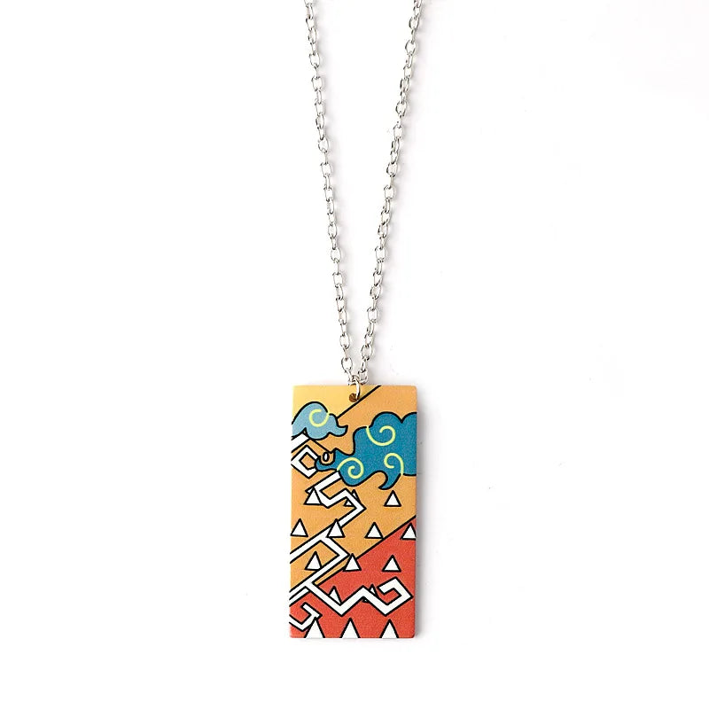 Japanese Anime Demon Slayer Necklace Kamado Tanjiro Pendant Acrylic Accessories Wholesale Cosplay Jewelry Gift for Fans