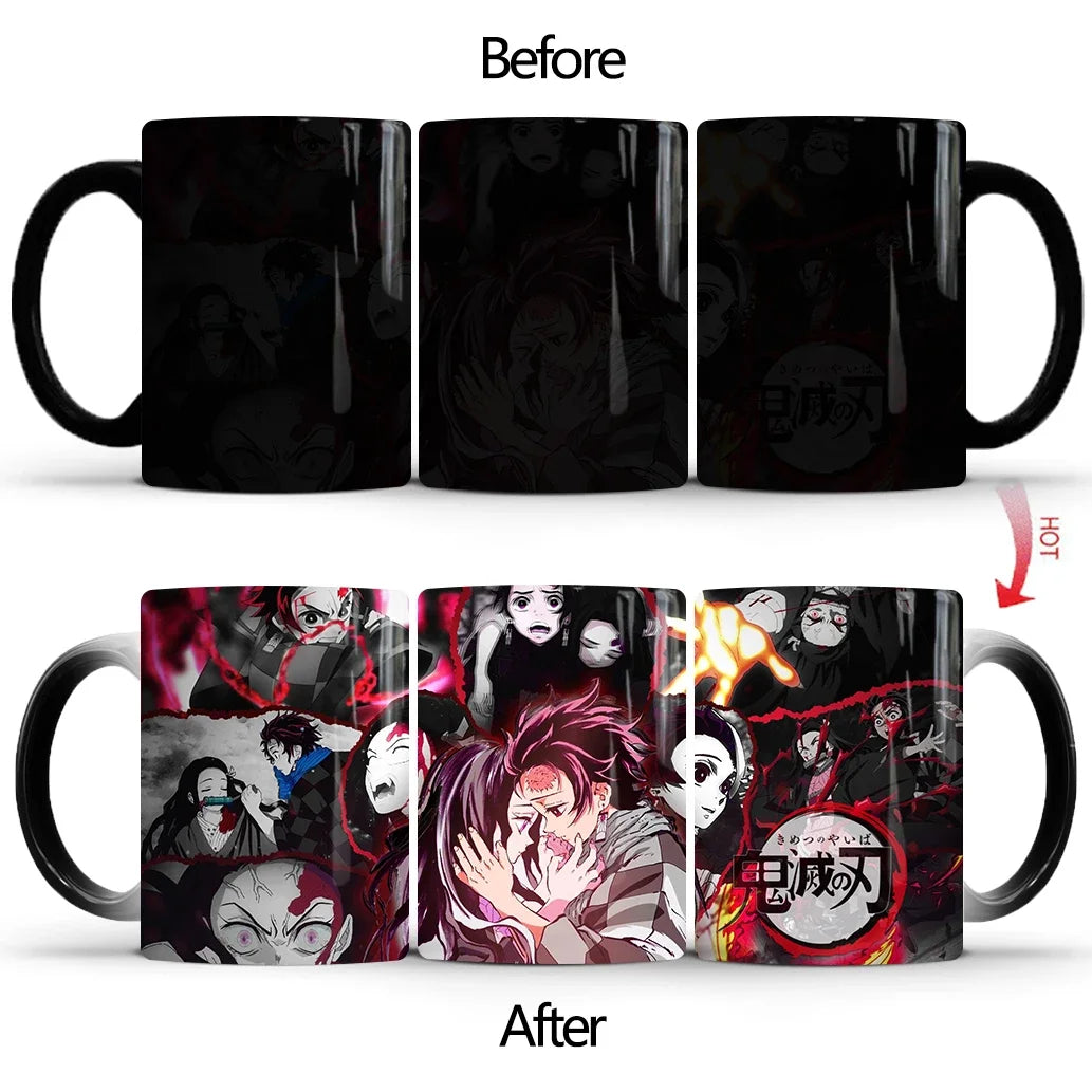 Demon Slayer Discoloration Mug Kimetsu No Yaiba Color Changing Cup Anime Ceramic Coffee Cup Heat Sensitive Milk Tea Mugs Novelty