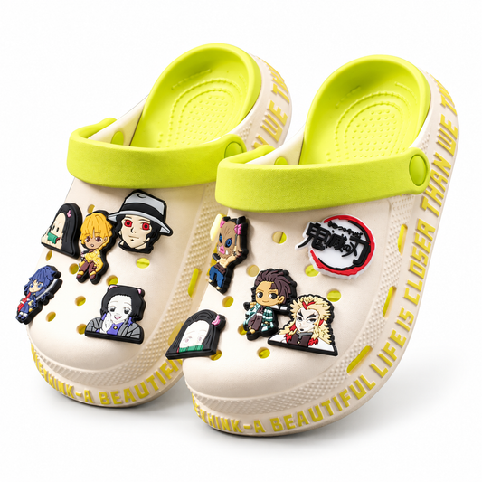 Sabots enfant crème et vert