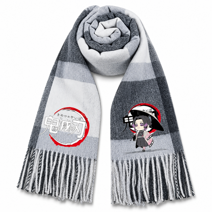 Écharpe carreaux gris