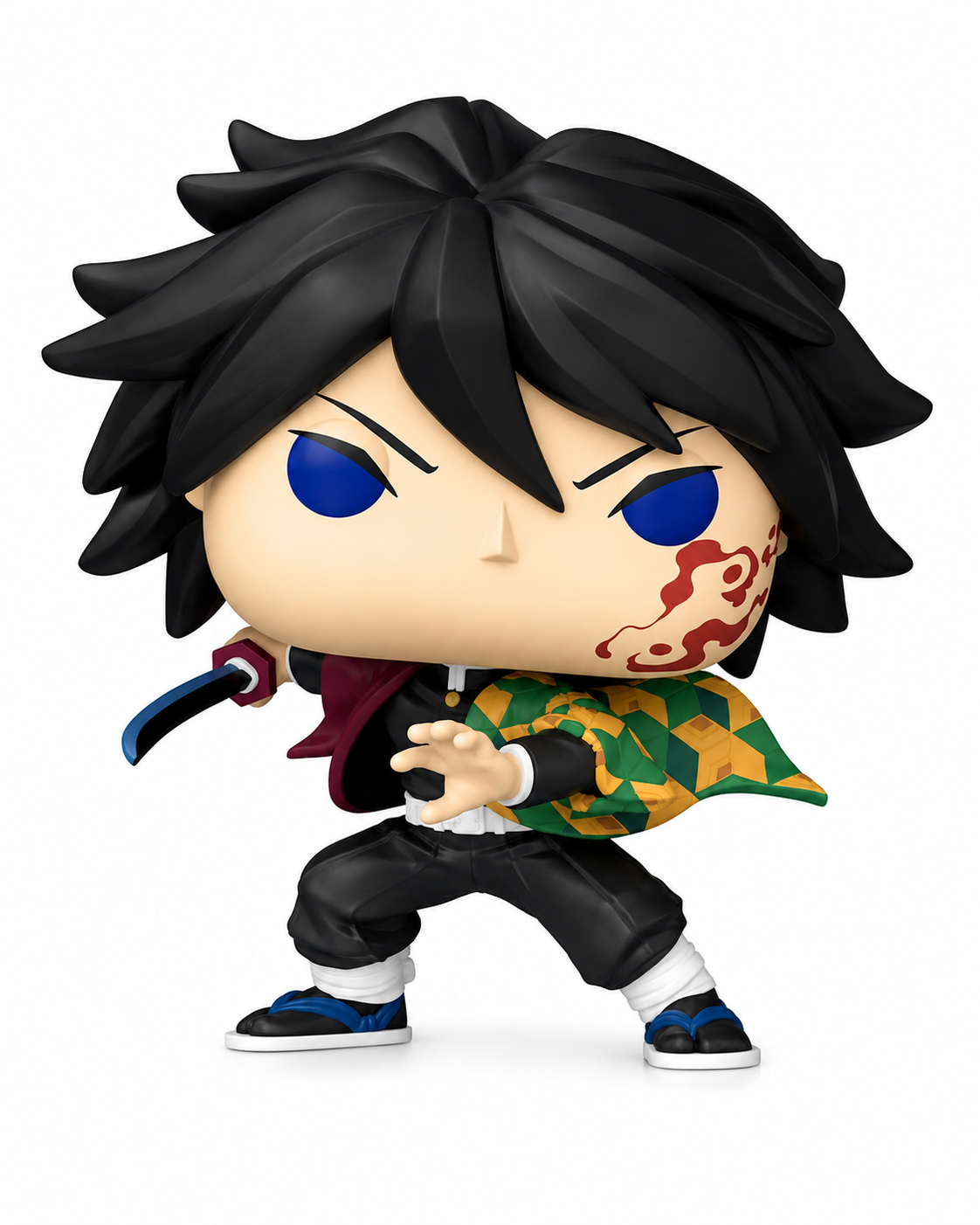 Figurine Funko Pop de Giyu Tomioka en vinyle, haori bicolore et lame dégainée