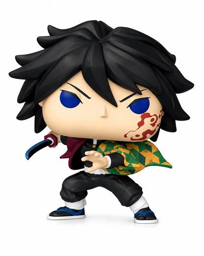 Figurine Funko Pop de Giyu Tomioka en vinyle, haori bicolore et lame dégainée