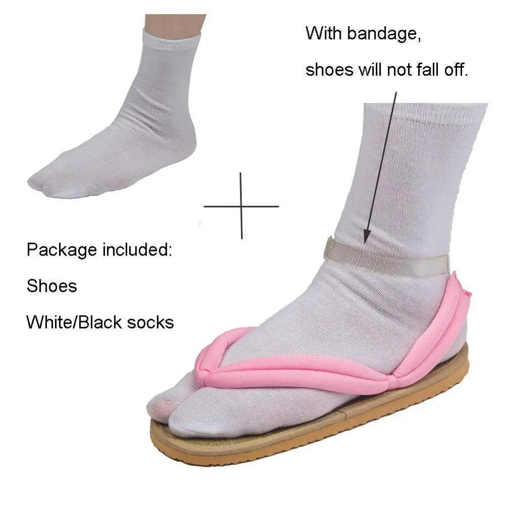 Anime Demon Slayer Shoes With Socks for Adults Kids Kimetsu no Yaiba Cosplay Shoes Nezuk Tanjirou Clogs Shoes Accessories
