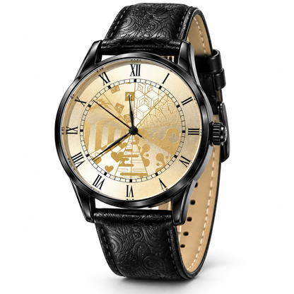 Montre corbeau cadran doré
