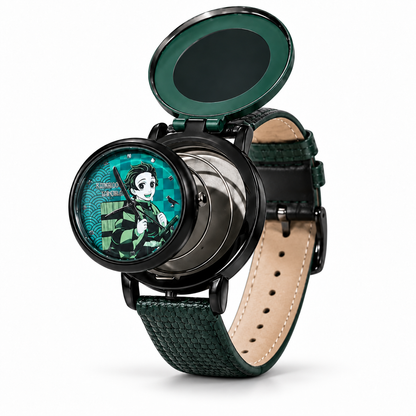 Montre Tanjiro à clapet vert