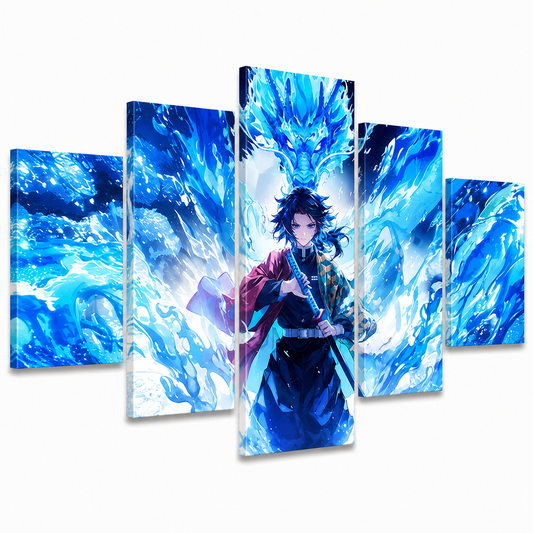 Toile Giyu, dragon d'eau