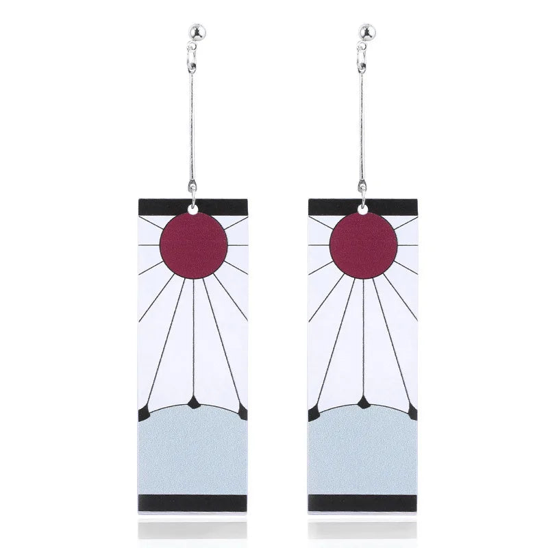 Creative Trinket Acrylic Tanjiro Earrings for Women Girl Accessories Handmade Hoop Earring Anime Jewelry earrings pendientes