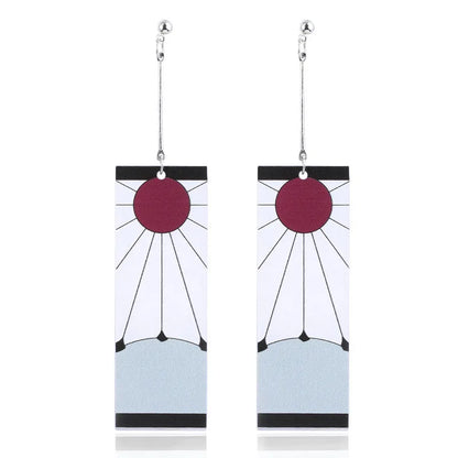 Creative Trinket Acrylic Tanjiro Earrings for Women Girl Accessories Handmade Hoop Earring Anime Jewelry earrings pendientes