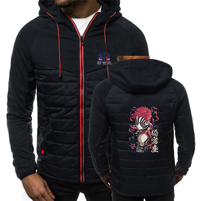 Men's Akaza Logo Print 2026 High Street Jacket Demon Slayer Spring And Autumn Constant Temperature Comfortable Hooded Coat