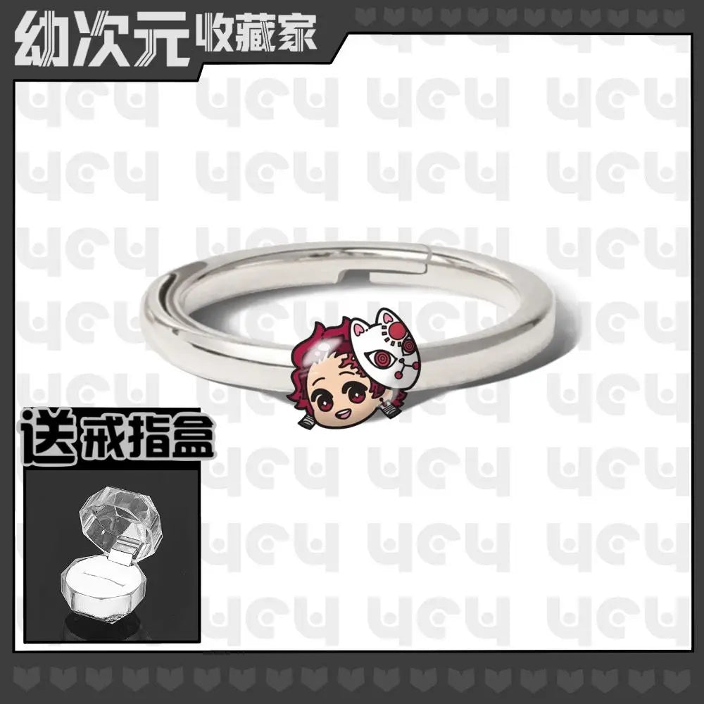 Demon Slayer Douma Tokitou Muichirou Tomioka Giyuu 2D Ring Fashion Personalized Cosplay Accessories Anime Original Niche Gift