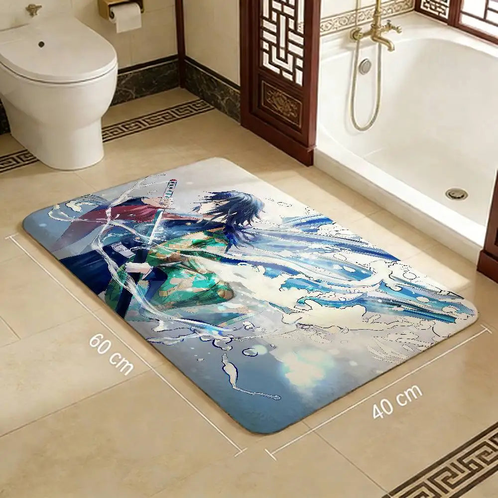 Anime Demon Slayer Bathroom Mat Kids Room Bedroom Decoration Balcony Anti-Slip Doormat Living Room Welcome Rug