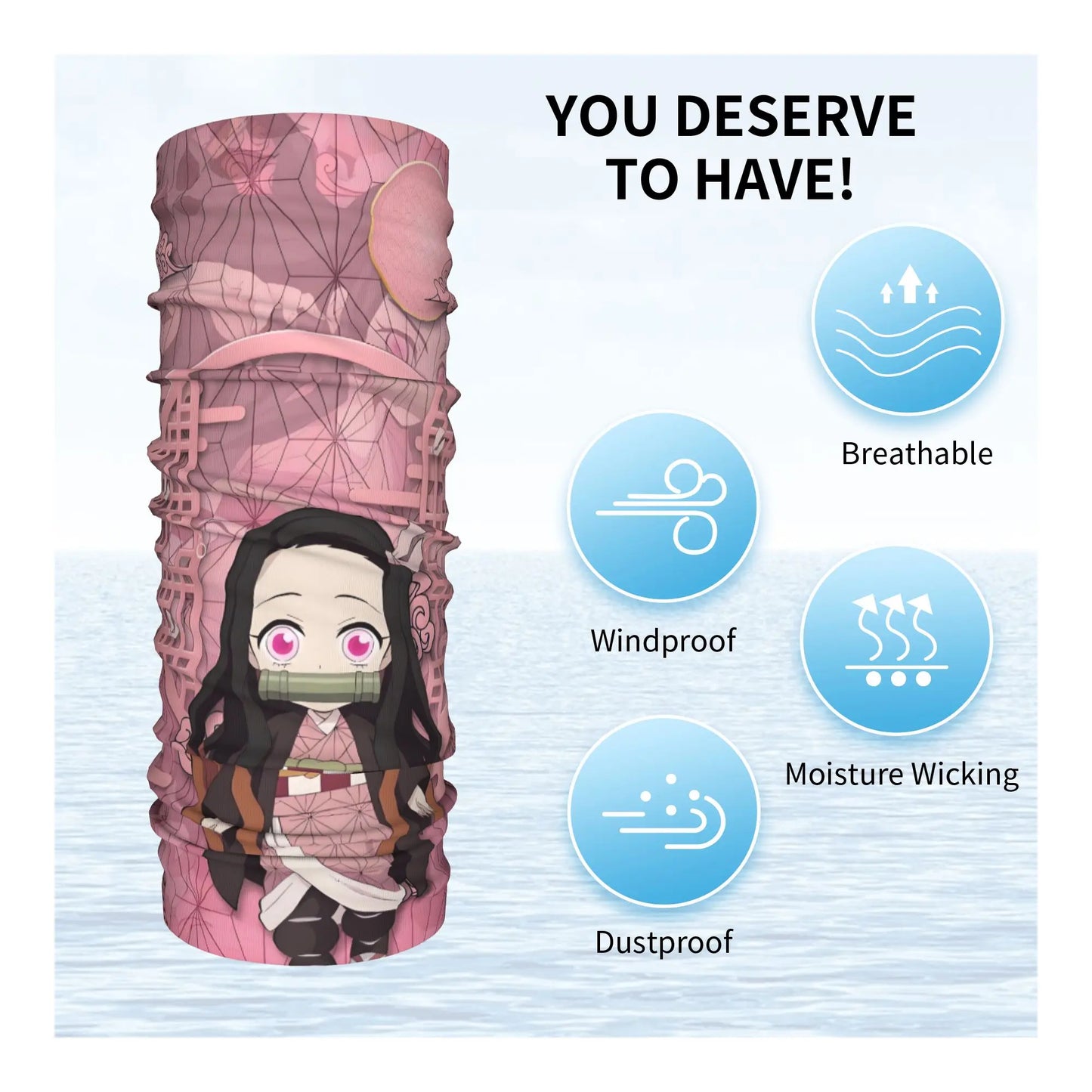 Custom Demones S-Slayer Bandana Winter Neck Warmer Women Windproof Wrap Face Scarf for Ski  Gaiter Headband