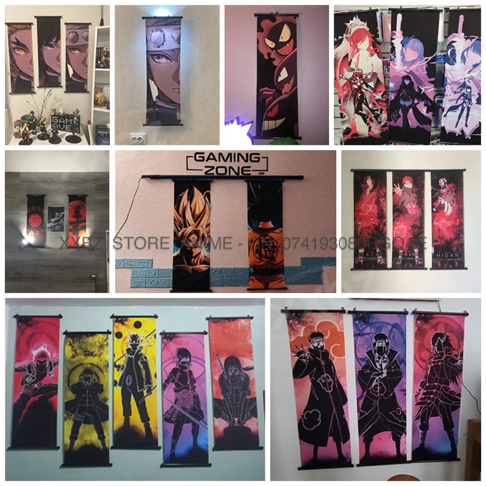 Demon Slayer Scroll Pictures Anime Poster Kochou Shinobu Home Decor Prints Wall Art Canvas Hanging Painting For Living Room Gift