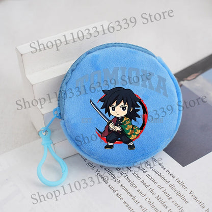 Demon Slayer Coin Purse Anime Figure Tanjiro Nezuko  Giyu Tomioka Wallet Key Earphones Storage Pouch Cute Round Mini Zero Wallet