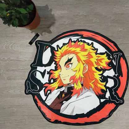Demon Slayer Rengoku Kyoujurou Area Irregular Anime Manga Rugs Bedroom Home Deco Door Floor Anti-slip Bedside Kids Birthday Gift