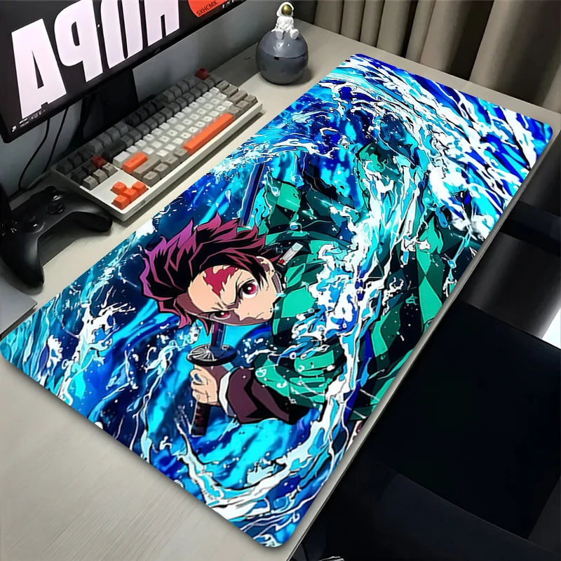 Anime MousePad Gamer New Large Custom Kamado Tanjiro Mousepad D-demon Slayer Desk Mat Office Computer Accessories Mouse Mat