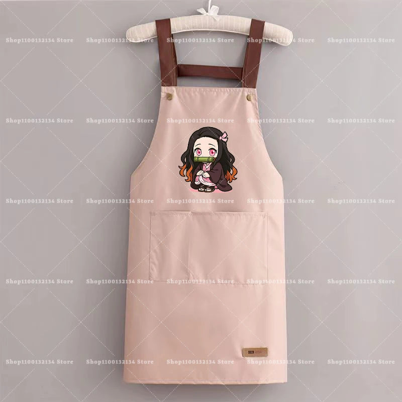 Demon Slayer Woman Apron Man Home Baking Restaurant Barbecue Beverage Apron Waterproof Oil Resistant Sleeveless Pinafor Hot Sell