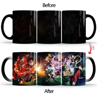Demon Slayer Discoloration Mug Kimetsu No Yaiba Color Changing Cup Anime Ceramic Coffee Cup Heat Sensitive Milk Tea Mugs Novelty