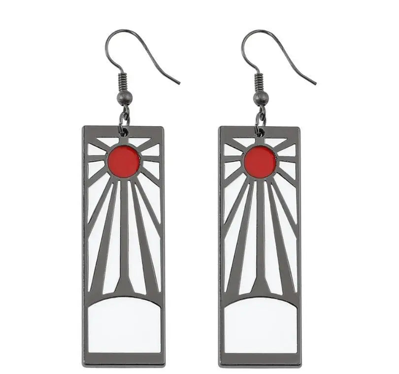 New Demon and The Slayer Metal Earring Popular Cartoon Movie Series Dangle Earring Jewelry for Woman Man Peripheral Souvenirs