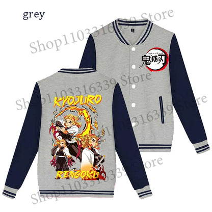 Demon Slayer Baseball Jacket Autumn Winter Jacket Coat Man Woman Giyu Tomioka Muichiro Tokito Anime Clothing Adult Harajuku Coat