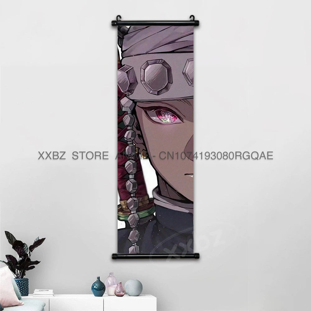 Demon Slayer Scroll Pictures Anime Poster Kochou Shinobu Home Decor Prints Wall Art Canvas Hanging Painting For Living Room Gift