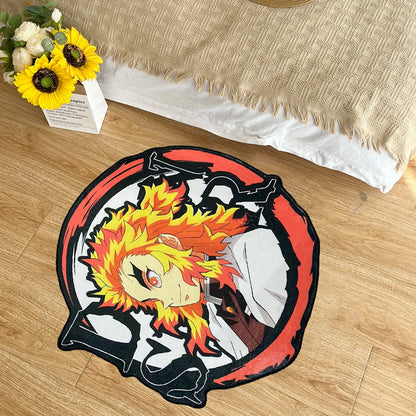 Demon Slayer Rengoku Kyoujurou Area Irregular Anime Manga Rugs Bedroom Home Deco Door Floor Anti-slip Bedside Kids Birthday Gift