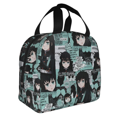 Cherry Nezuko Demon Slayer  Insulated Lunch Bags for Camping Travel Blossoms Sakura Portable Cooler Thermal Bento Box Women Men