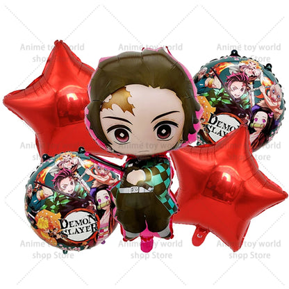Demon Slayer Boy Foil Balloon Party Decoration Anime Cartoon Figure Decorative Ballons Photo Props Ornaments Toy Birthday Gift