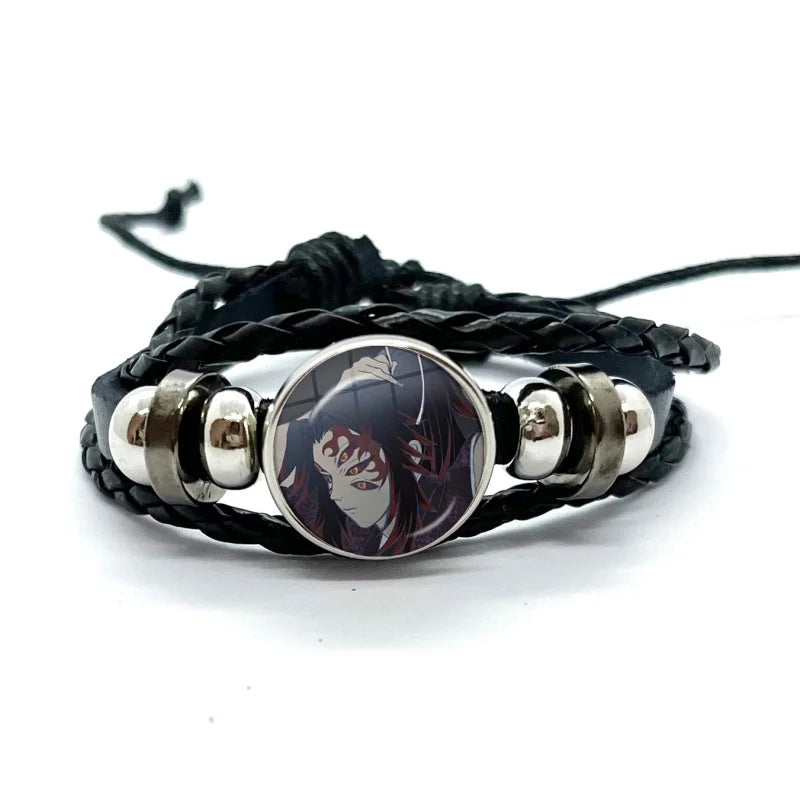 Kokushibo Anime Figure Leather Bracelets Cosplay Eyes Cartoon Horror Multilayer Braided Bracelets Bangles Handmade Jewelry Gifts