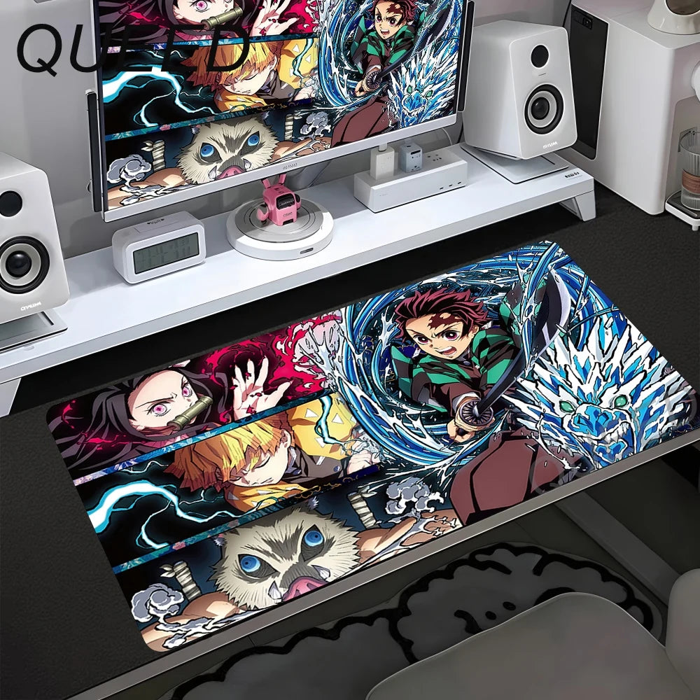 HD Printing Computer Gaming Locking Edge Non-slip Mouse Pad New Cool Anime Demon Slayer Mousepad Keyboard PC Lockrand Desk Mats
