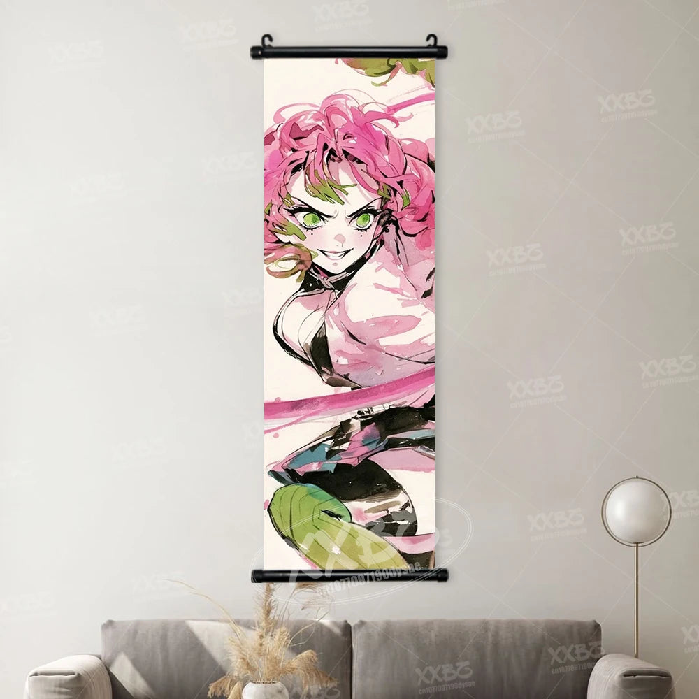 Demon Slayer Poster Home Decor Hashibira Inosuke Canvas Scrolls Picture Agatsuma Zenitsu Wall Art Kamado Nezuko Hanging Painting