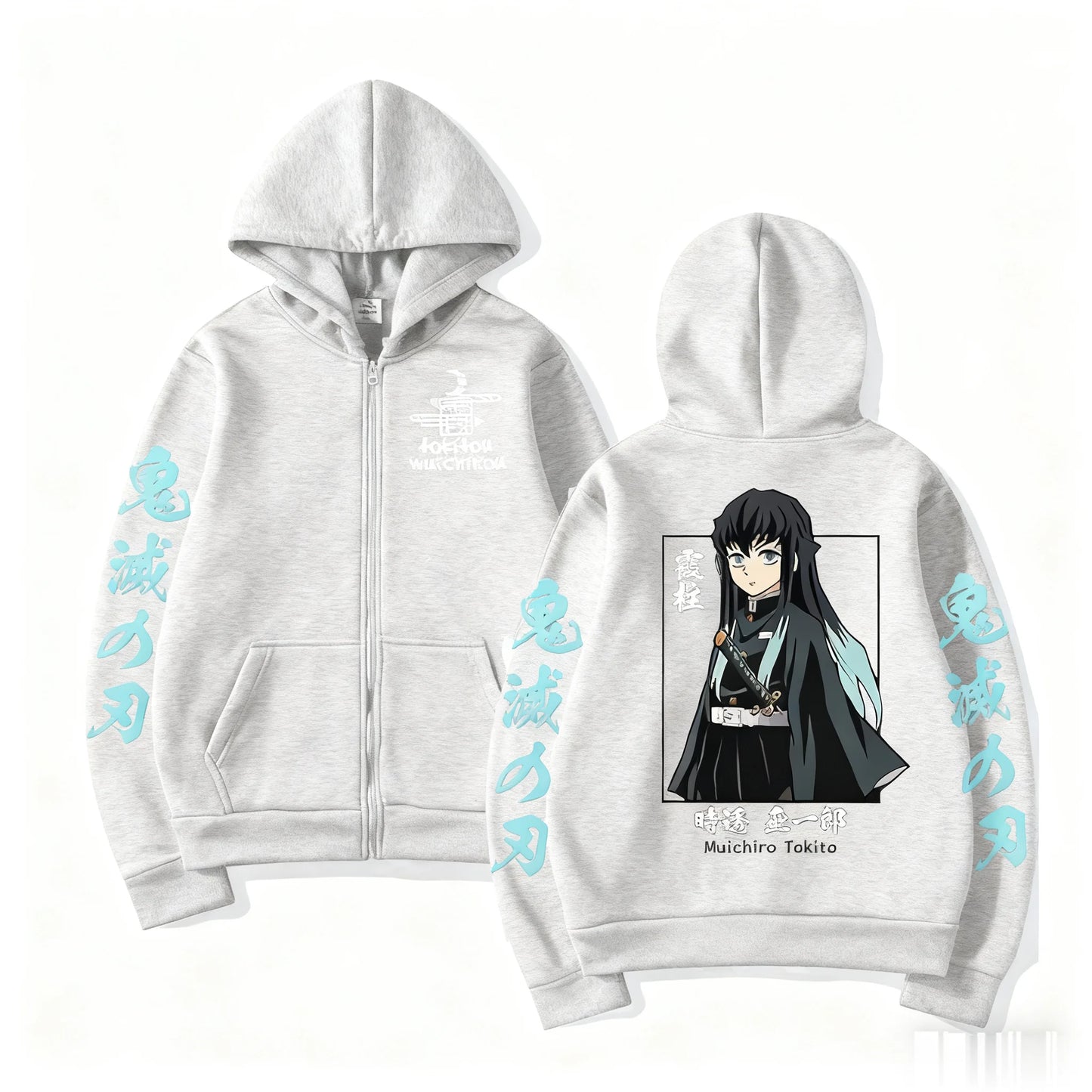 Demon Slayer Muichiro Tokit Hoodie Anime Jacket Zip Up Casual Tops Streetwear 2026 Autumn Winter Long Sleeve Pullover Men Women