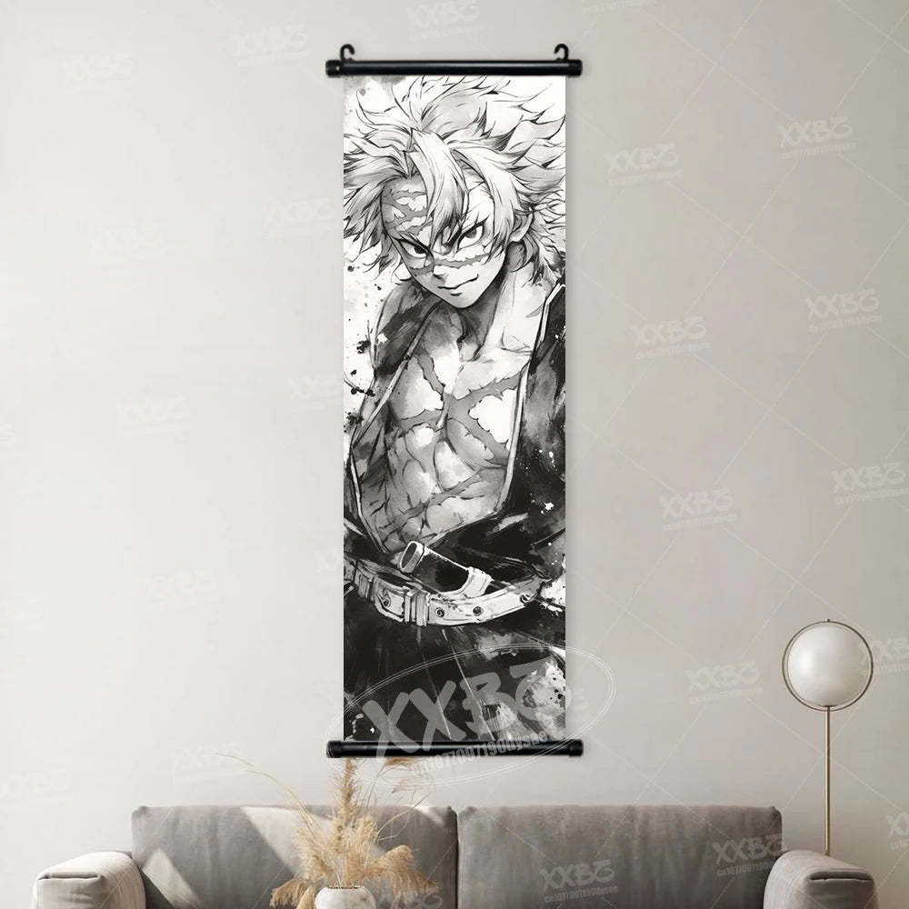 Demon Slayer Poster Home Decor Hashibira Inosuke Canvas Scrolls Picture Agatsuma Zenitsu Wall Art Kamado Nezuko Hanging Painting