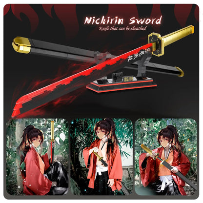 Demon Slayer Yoriichi Tsugikuni Nichirin Sword Building Blocks 1:1 Replica Katana with Stand Collectible Gift for Anime Fans