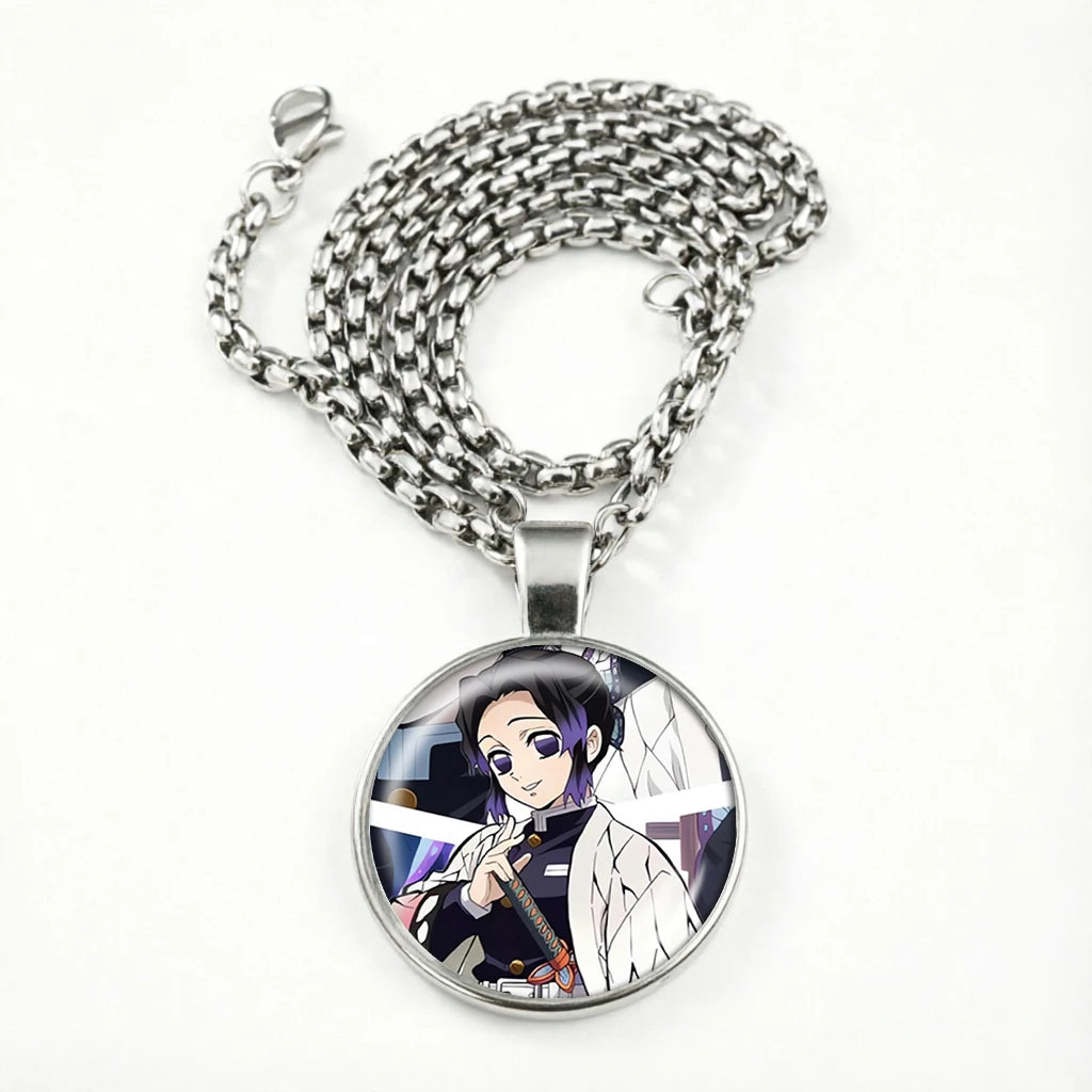 Demon Slayer Necklace for Women Cute Nezuko Jewelry Time Gem Pendants Fashion Sweater Decoration Anime Cartoon Accessories Gift