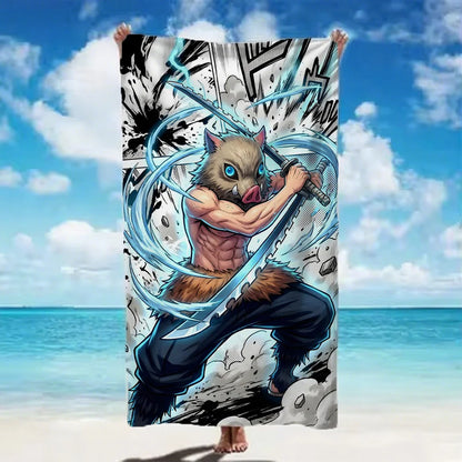Classic Demon Slayer printed 2026 Beach Towel skin friendly portable towel for beach bathing camping and household daily use
