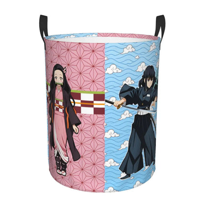 Tanjiro Kamado Demon Slayer Nezuko Kamado Laundry Basket Zenitsu Agatsuma Clothes Hamper for Household Clothes Storage Bag