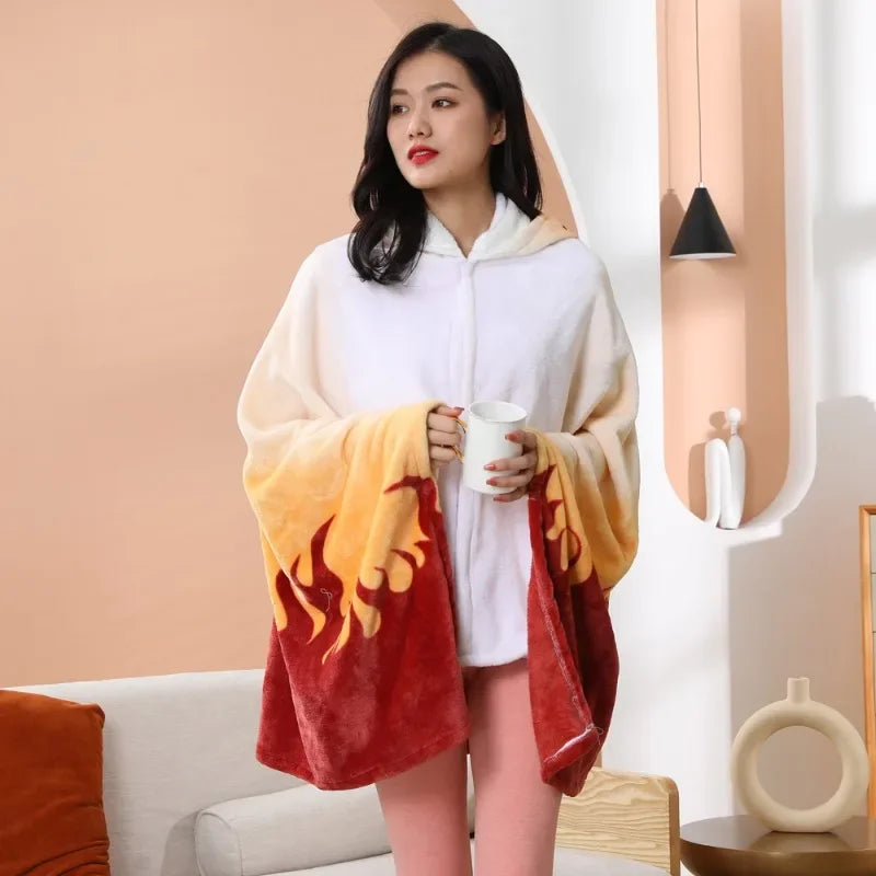 Demon Slayer Blanket Kimetsu No Yaiba Tanjirou Shinobu Pajamas Nezuko Cosplay Cloak Flannel Anime Hoodie Blanket Comfy Homewear
