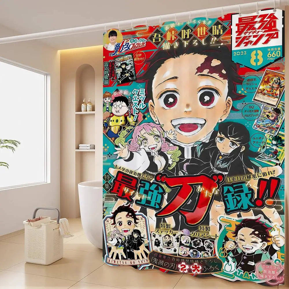 D-Demon Slayer 1pc Shower Curtain Polyester Waterproof Shower Curtain Bathroom Partition Curtain Decoration Accessories