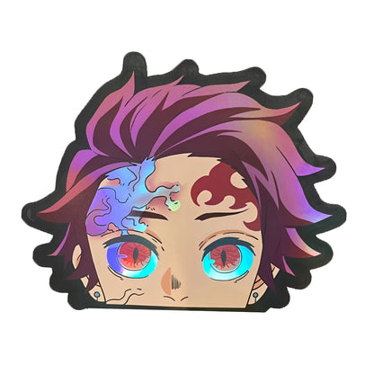 Demon Slayer Cartoon Holographic Anime Laser Stickers Motorcycle Anime Lenticular Car Window Sticker For Laptop Hot（25 designs）