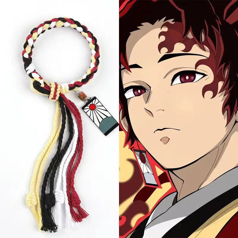 Demon Slayer Bracelet Tanjiro Shinobu Tokito Anime Rope Wristband Cosplay Manga Jewelry Gift for Fans Adults