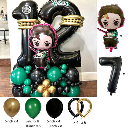 Premium Demon Slayer Theme Balloon Arch Garland Kit Anime Balloon Chain Set Birthday Party Baby Shower Decor