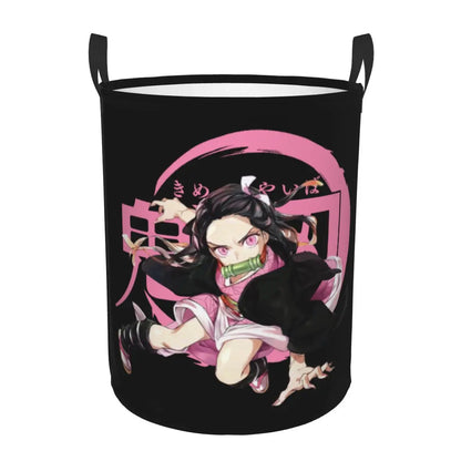 Custom Demon Slayers Anime Laundry Basket Collapsible Kimetsu No Yaiba Toy Clothes Hamper Storage Bin for