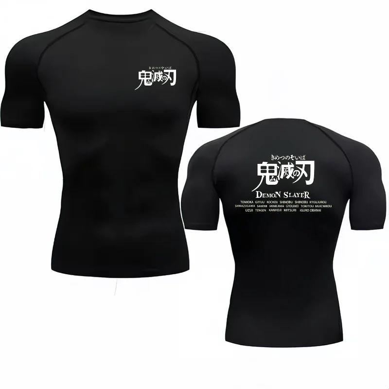 Bandai Demon Slayer Men T-shirt Hashira Names Print Compression Fitness Gym QuickDry SportT ShirtComfortableBreathableStreetwear