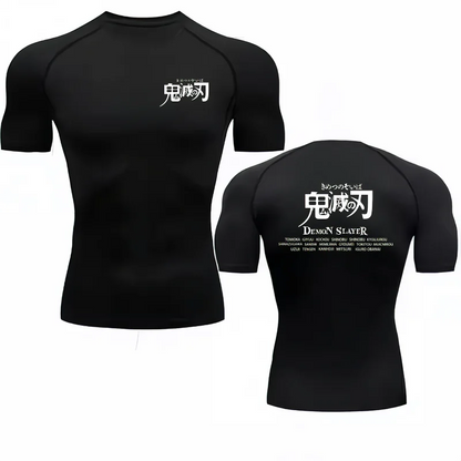 Bandai Demon Slayer Men T-shirt Hashira Names Print Compression Fitness Gym QuickDry SportT ShirtComfortableBreathableStreetwear