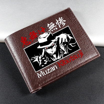 Demon Slayer Man Wallet Anime Print Short Wallets Portable Card Pack Fashion Zipper Coin Purse Adult Card Holder Male Money Bag