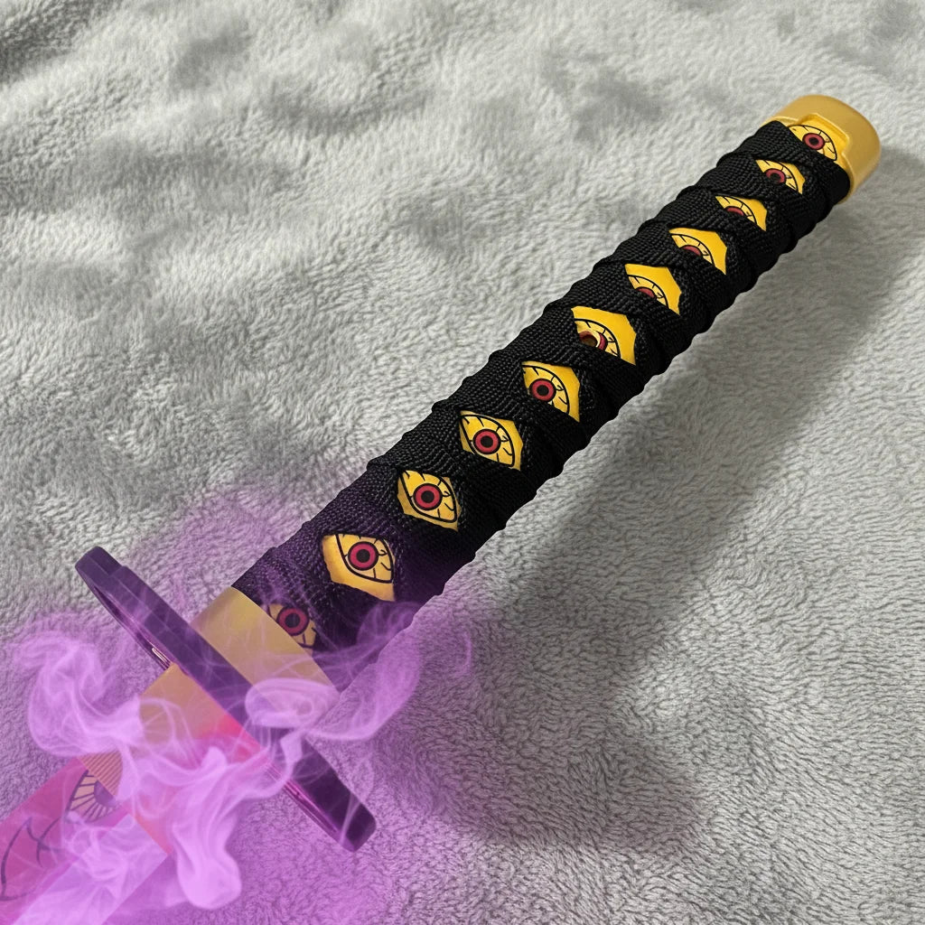 40inch Demon Slayer Kokushibo Katana LED Mist Original Lightsabre Real Katana Wood Vapor Cosplay Prop Schwert Vapour Toy Gift