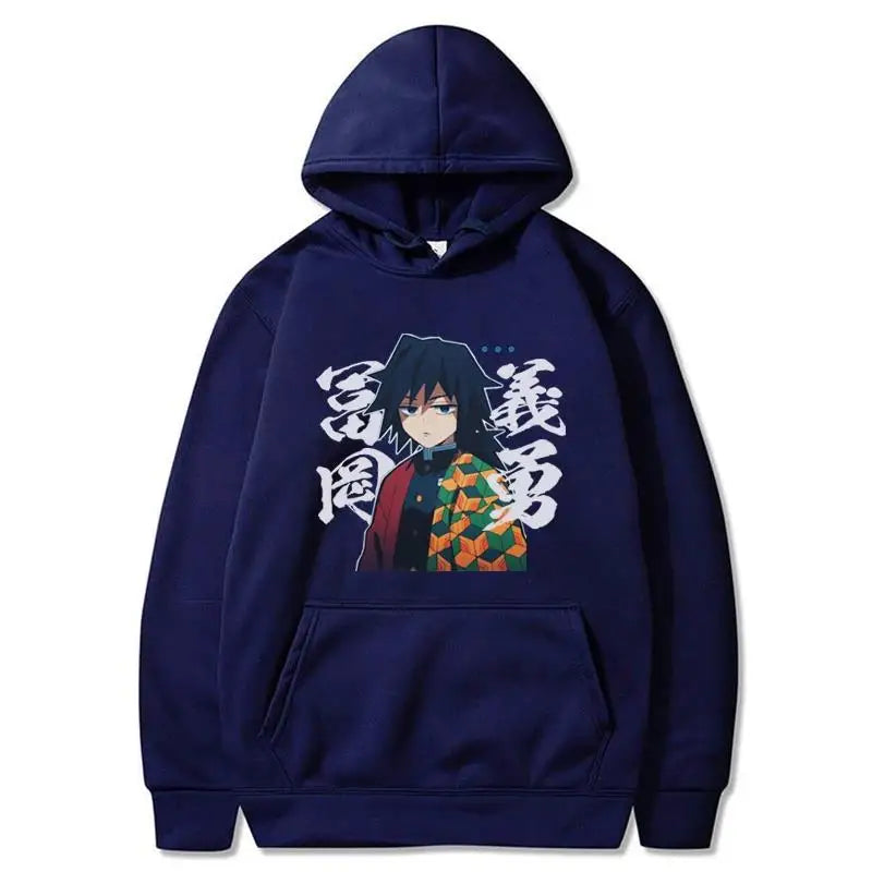 Japanese anime Demon Slayer Tomioka Giyuu pattern printed men's hoodie long-sleeved sweatshirt Unisex streetwear