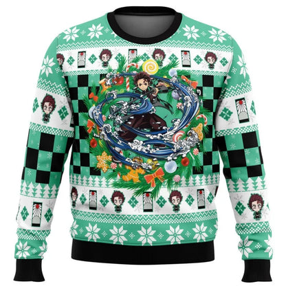Demon Slayers Winter Christmas Series Blade Round Neck Hoodie Printed Imitation Sweater Knitted Daily Necessities